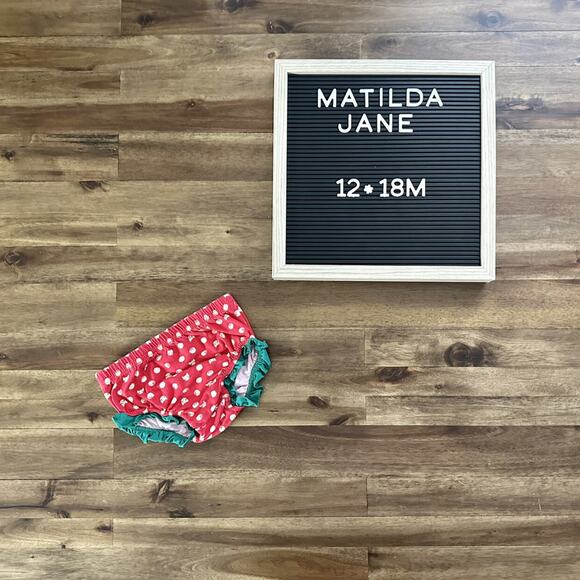 Matilda Jane Make Believe Santa’s Helper Cats Red Green Knit Diaper Cover 12/18M - Picture 1 of 4